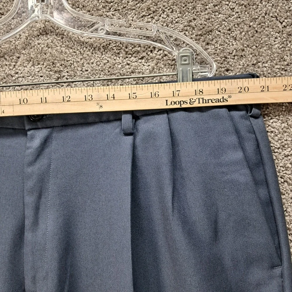 Haggar‎ Mens Pleated Dress Pants Charcoal Gray 40x29 Polyester Slacks